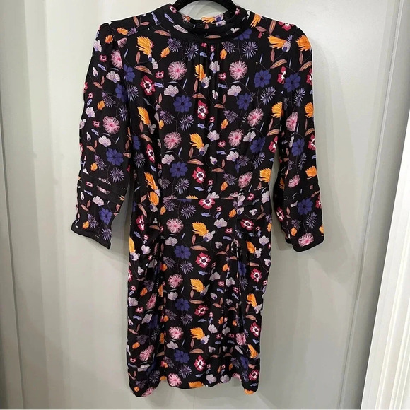 Ba&sh Mini Dress Maha Pleated Multicolor Floral Dress Size 2 - Picture 2 of 10